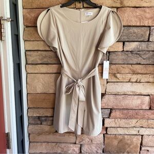 Calvin Klein beige short sleeve belted shorts romper Women’s 12 NWT